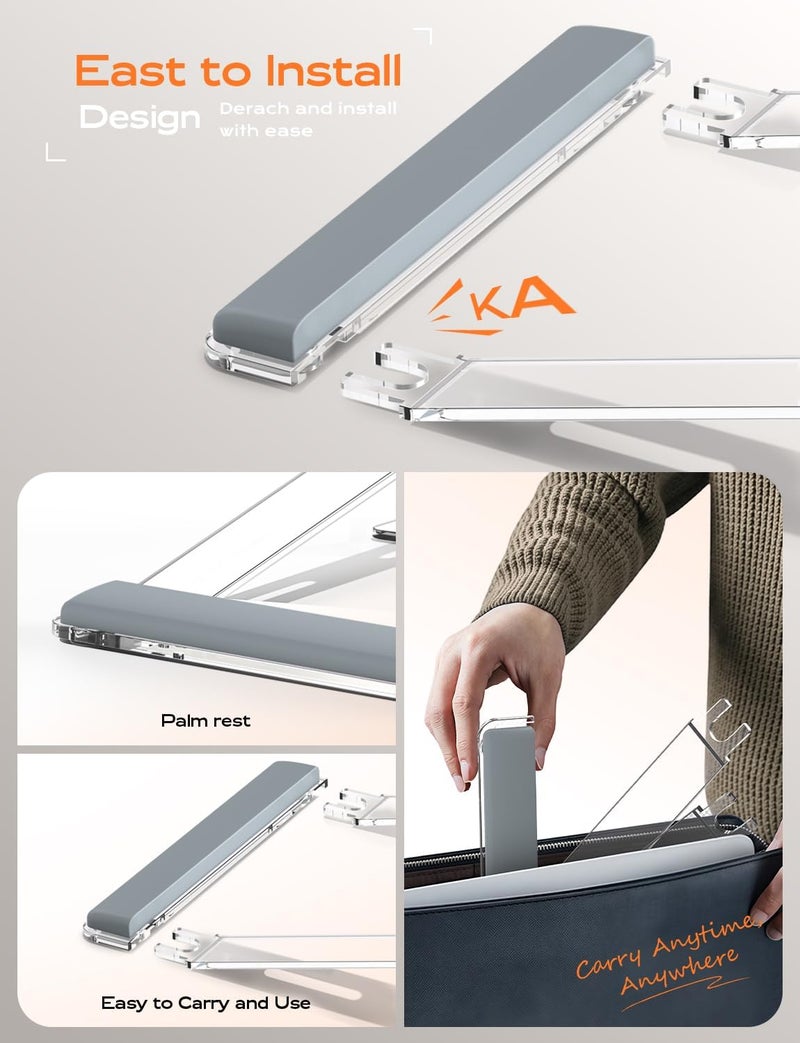LOXP Acrylic Laptop Stand for Desk, Laptop Stand with Wrist Support, Ergonomic Detachable Laptop Riser, Acrylic Protable, Computer Stand for MacBook Air Pro, HP, Dell, XPS, HP (10-17") Laptops - Image 5